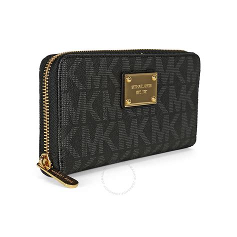 michael kors flower black wallet|michael kors black zipper wallet.